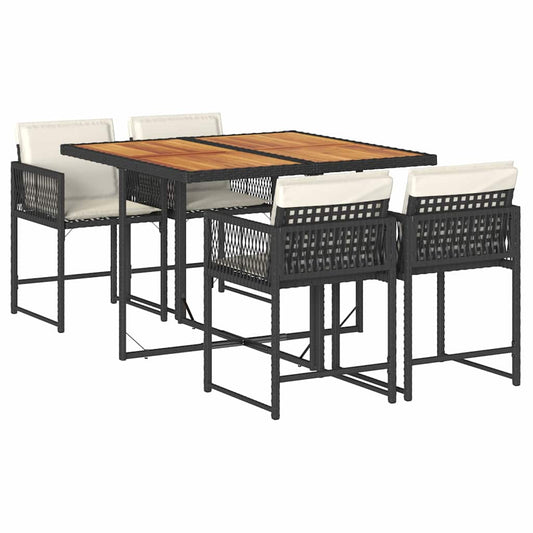 Garden Dining Set Black PE rattan 4-seater Foldable