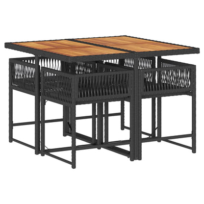 Garden Dining Set Black PE rattan 4-seater Foldable