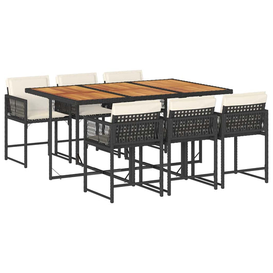 Garden Dining Set Black, Brown, Cream White
