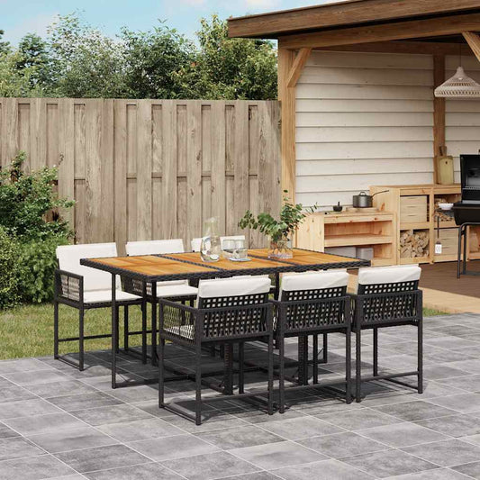 Garden Dining Set Black, Brown, Cream White