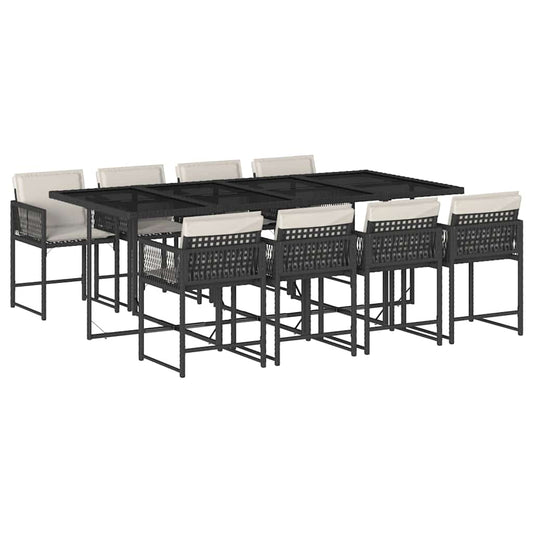 Garden Dining Set Black, Cream white