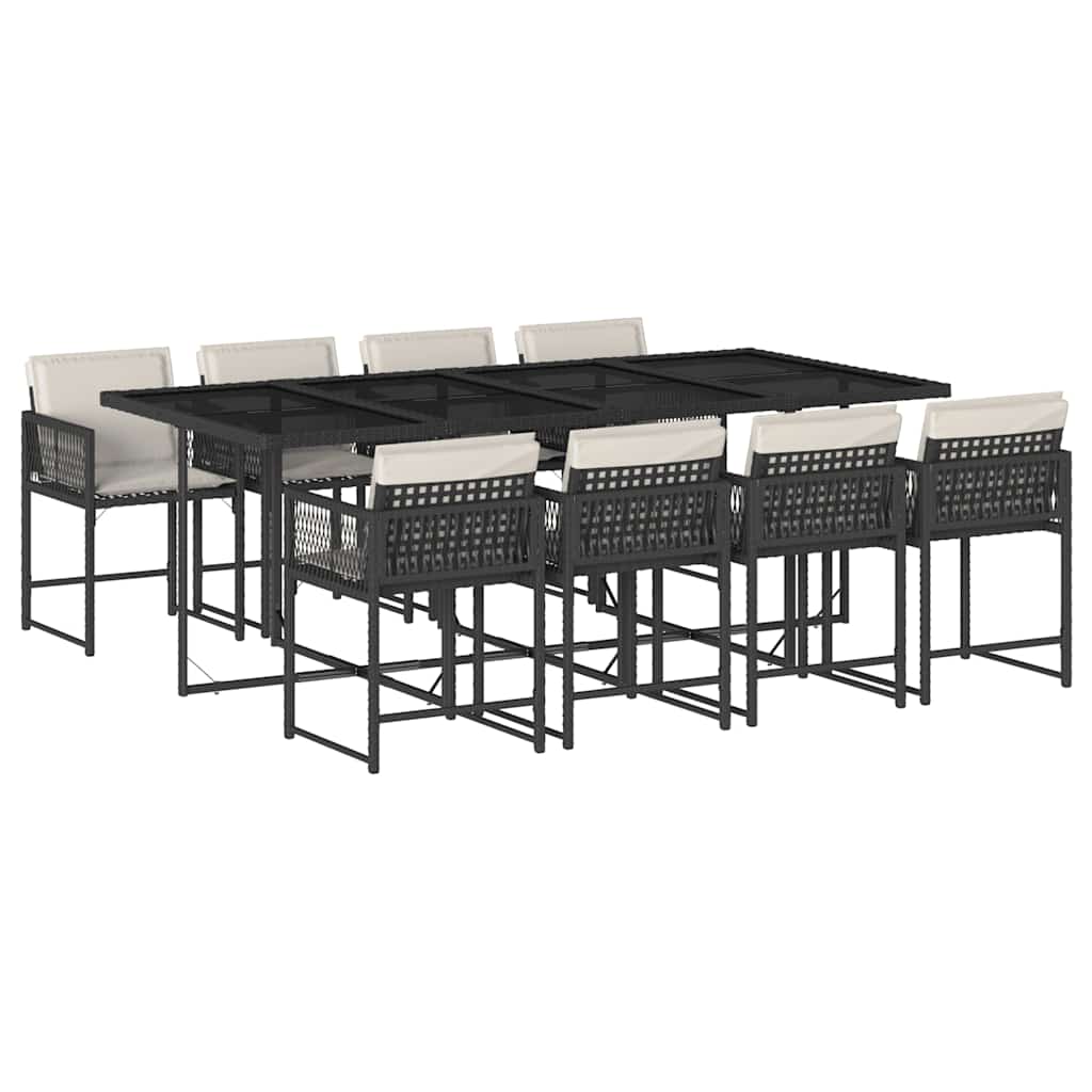 Garden Dining Set Black, Cream white