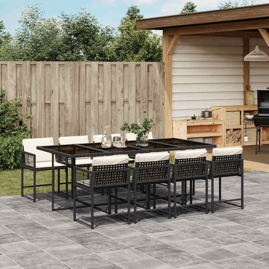 Garden Dining Set Black, Cream white