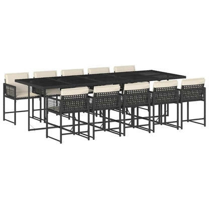 Garden Dining Set Black and Cream White