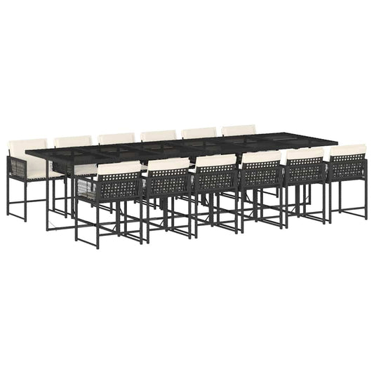 Garden Dining Set Black and Cream