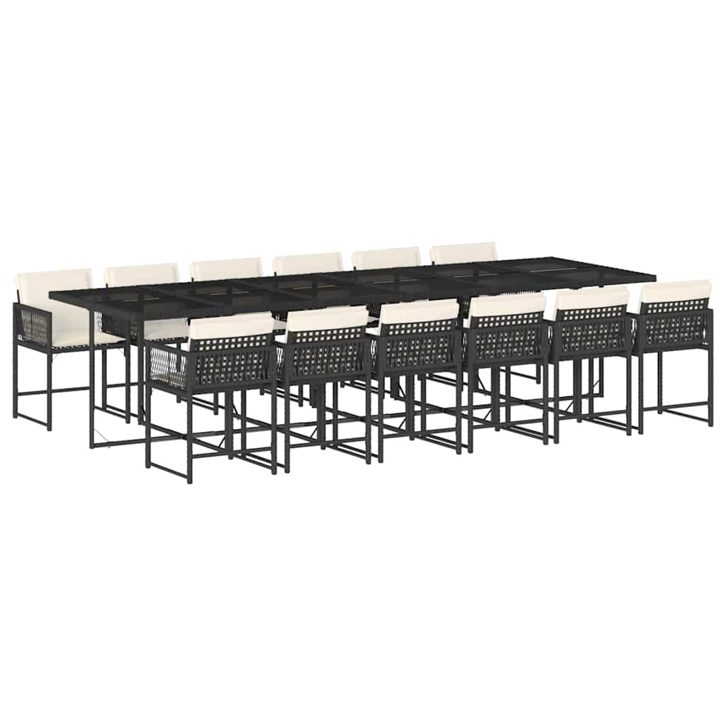 Garden Dining Set Black and Cream