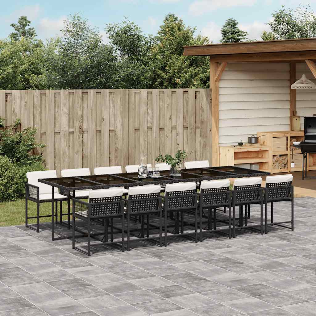 Garden Dining Set Black and Cream