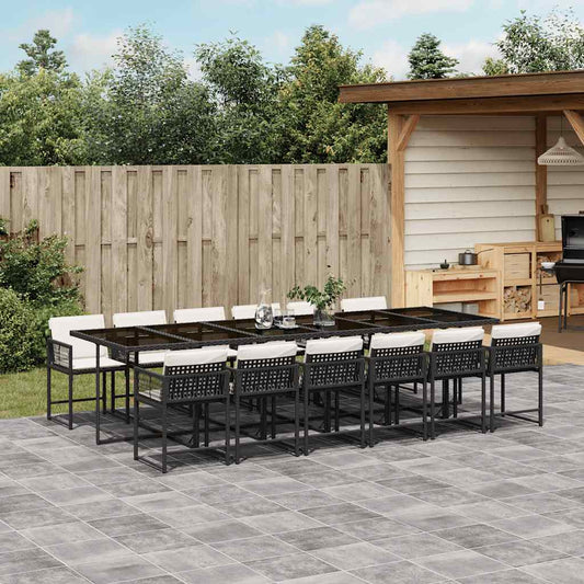 Garden Dining Set Black and Cream