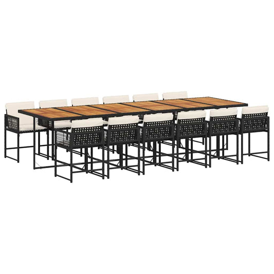 Garden Dining Set Black and Brown