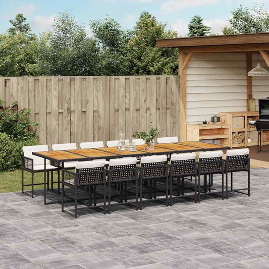 Garden Dining Set Black and Brown