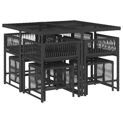 Garden Dining Set Black and Cream White