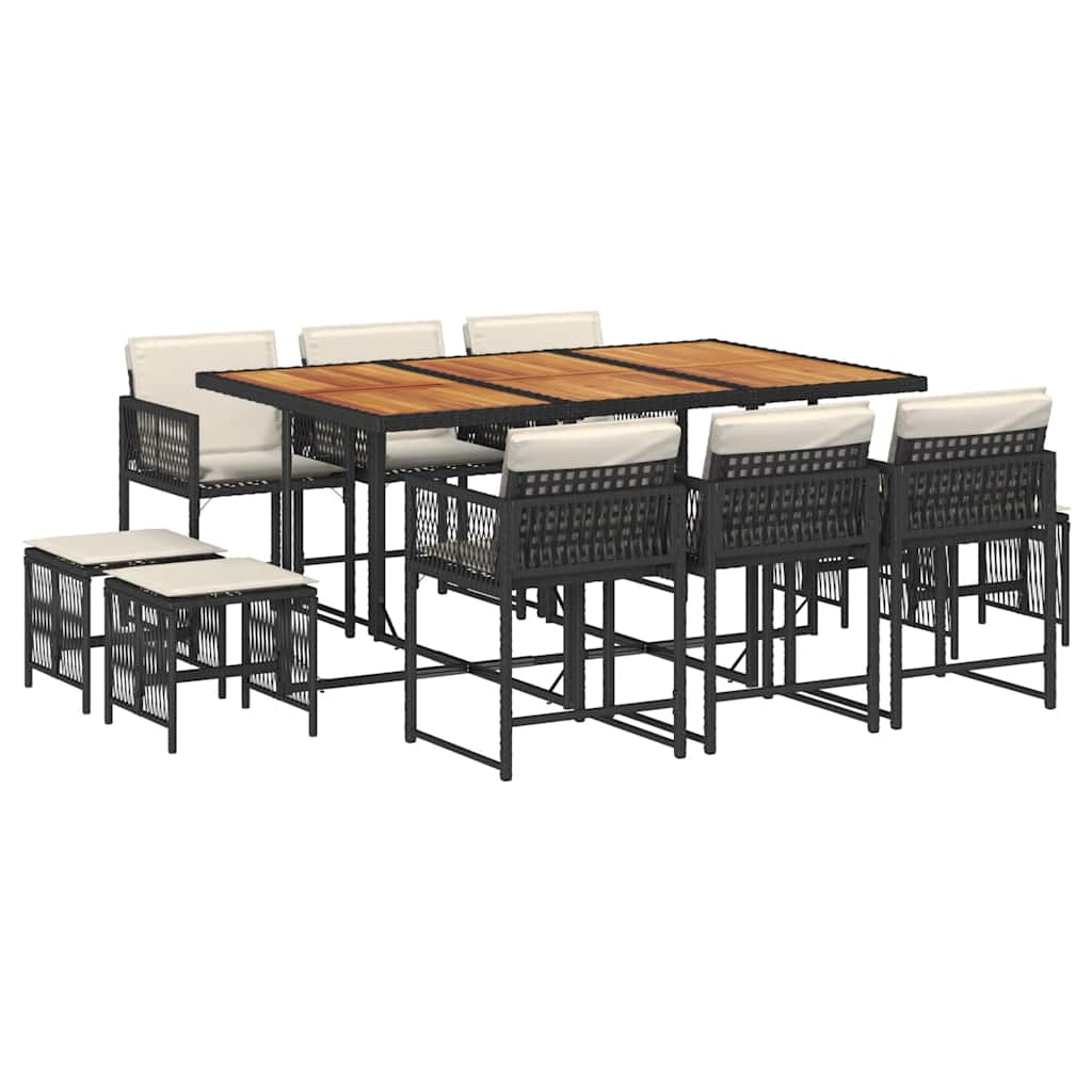 Garden Dining Set Black Poly Rattan 10-seater Foldable