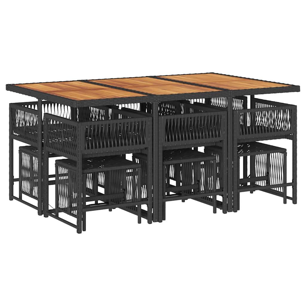 Garden Dining Set Black Poly Rattan 10-seater Foldable