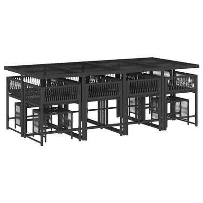 Garden Dining Set Black Poly Rattan 12-seater Stackable