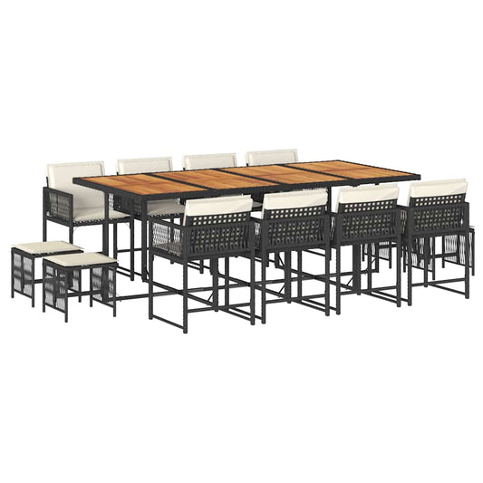 Garden Dining Set Black PE rattan 12-seater Foldable