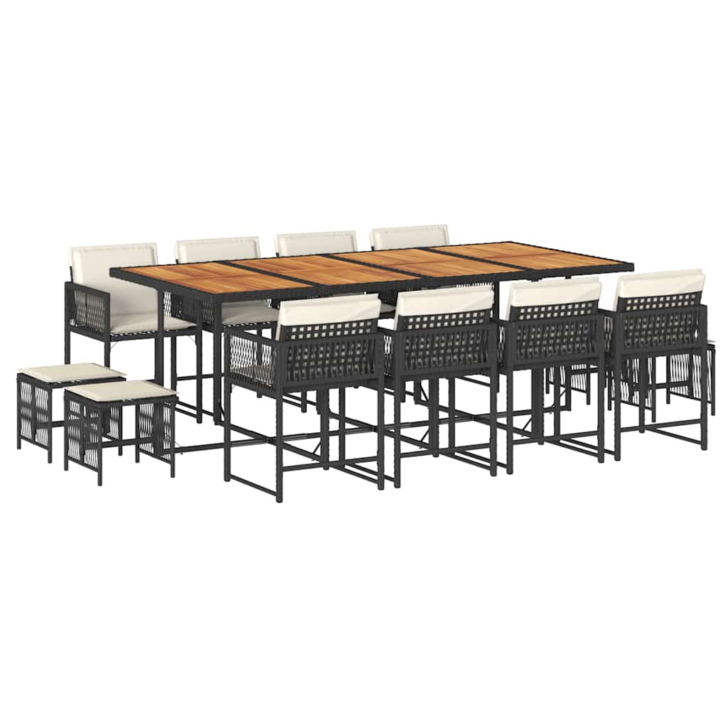 Garden Dining Set Black PE rattan 12-seater Foldable