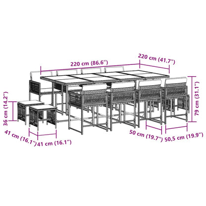 Garden Dining Set Black PE rattan 12-seater Foldable