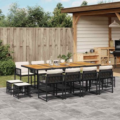 Garden Dining Set Black PE rattan 12-seater Foldable