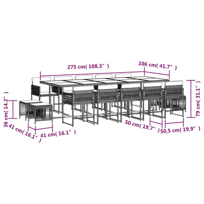 Garden Dining Set Black and Cream White PE Rattan Large Stackable