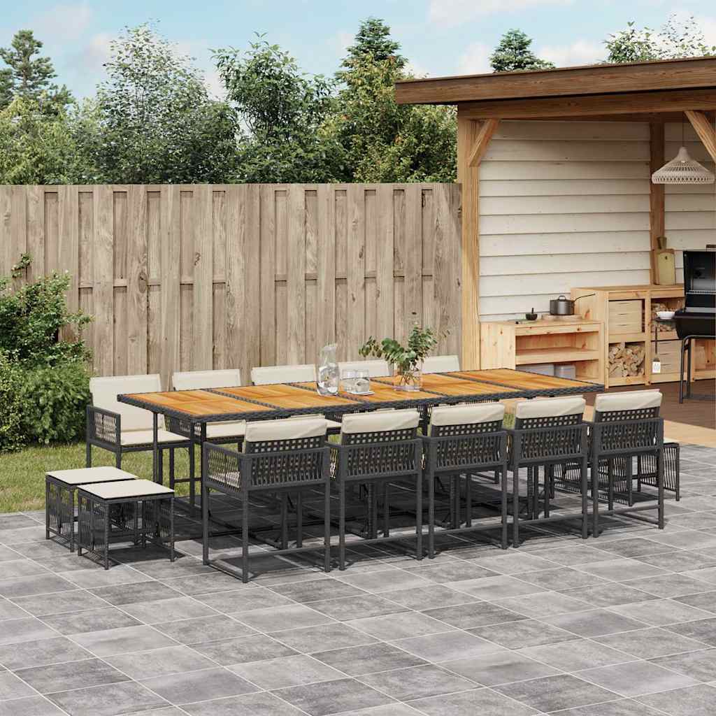 Garden Dining Set Black and Brown