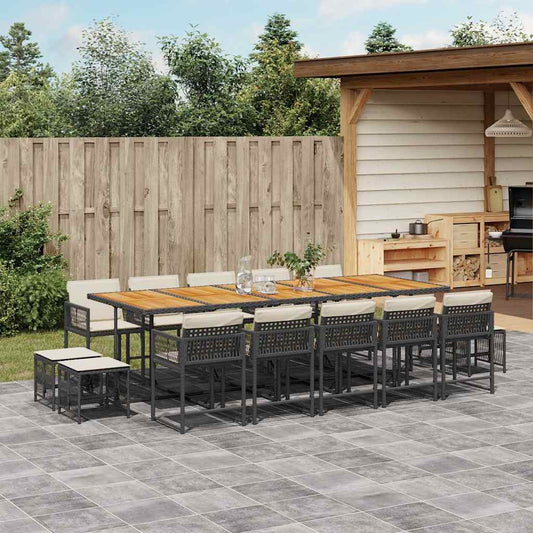 Garden Dining Set Black and Brown