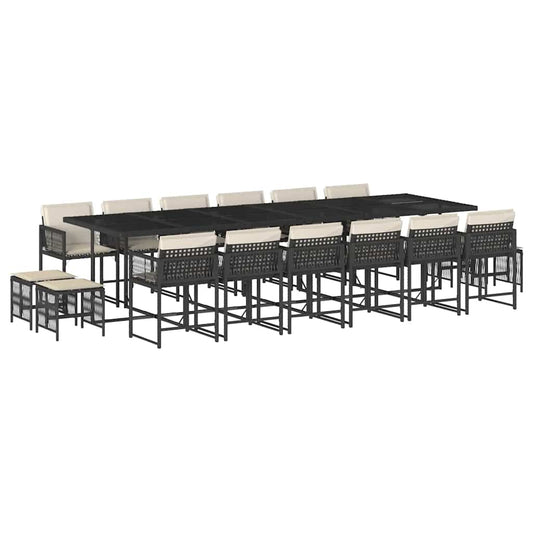 Garden Dining Set Black and Cream