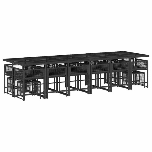 Garden Dining Set Black and Cream