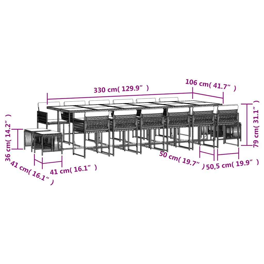 Garden Dining Set Black and Cream