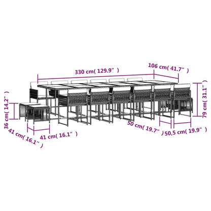 Garden Dining Set Black and Cream