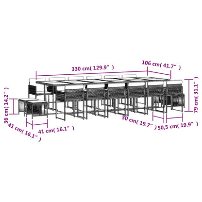 Garden Dining Set Black and Cream White