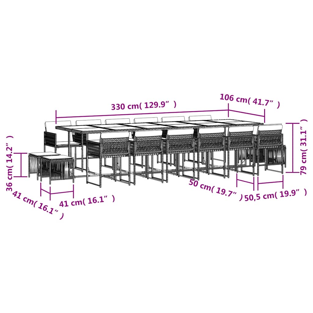 Garden Dining Set Black and Cream White