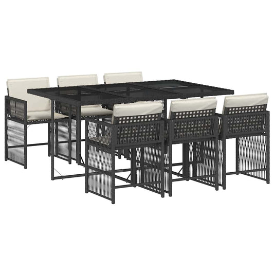 Garden Dining Set Black, Cream