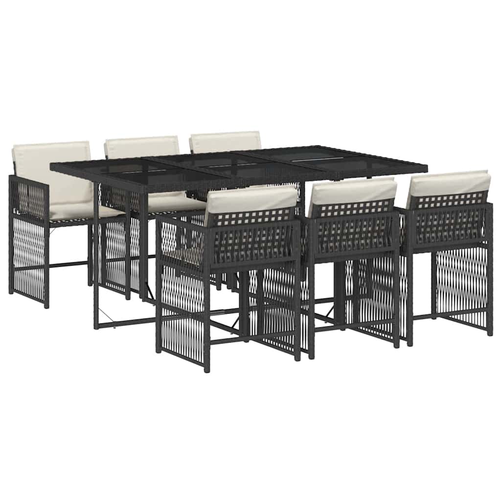 Garden Dining Set Black, Cream