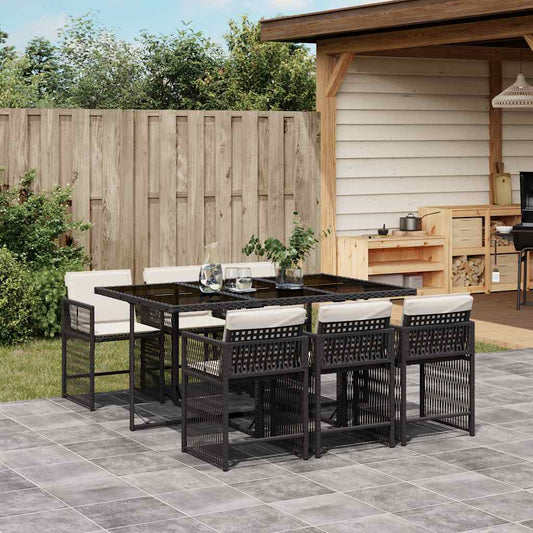 Garden Dining Set Black, Cream