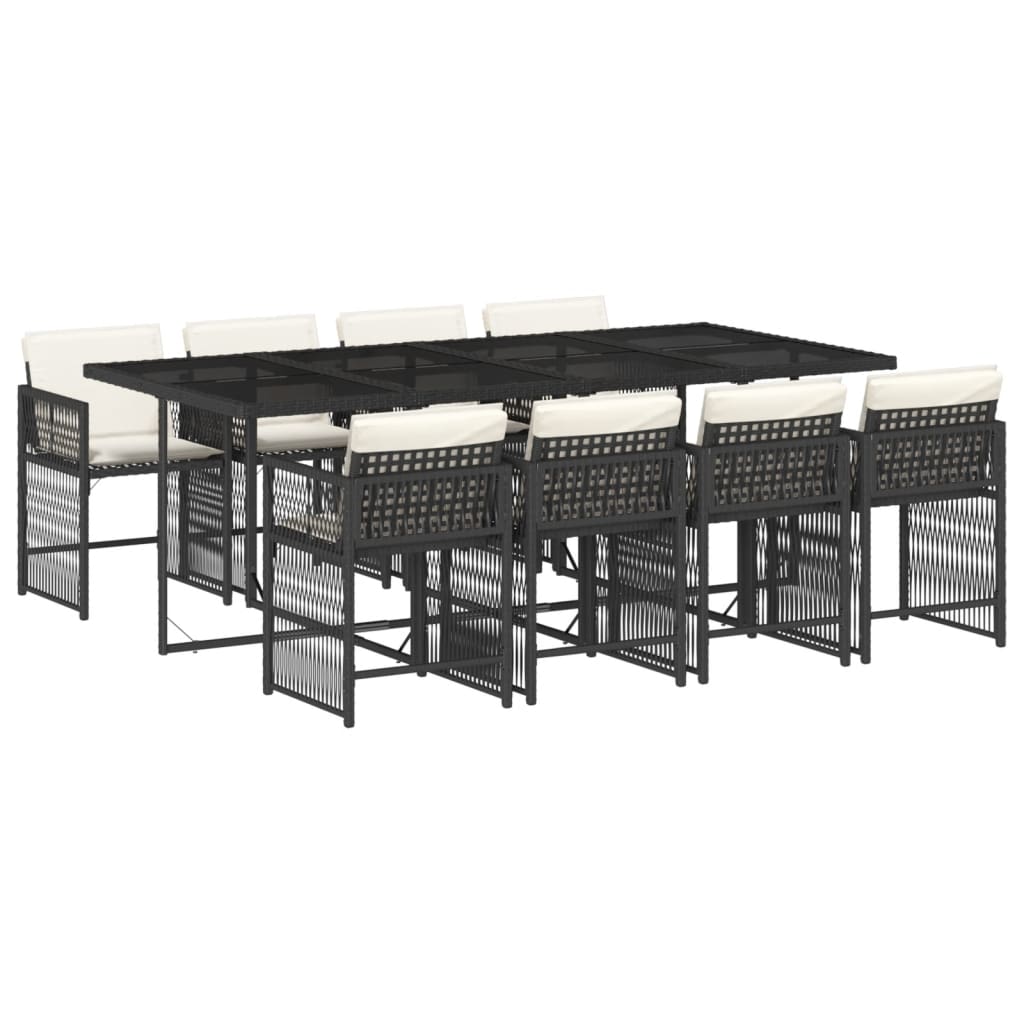 Garden Dining Set Black Poly Rattan 9 Piece