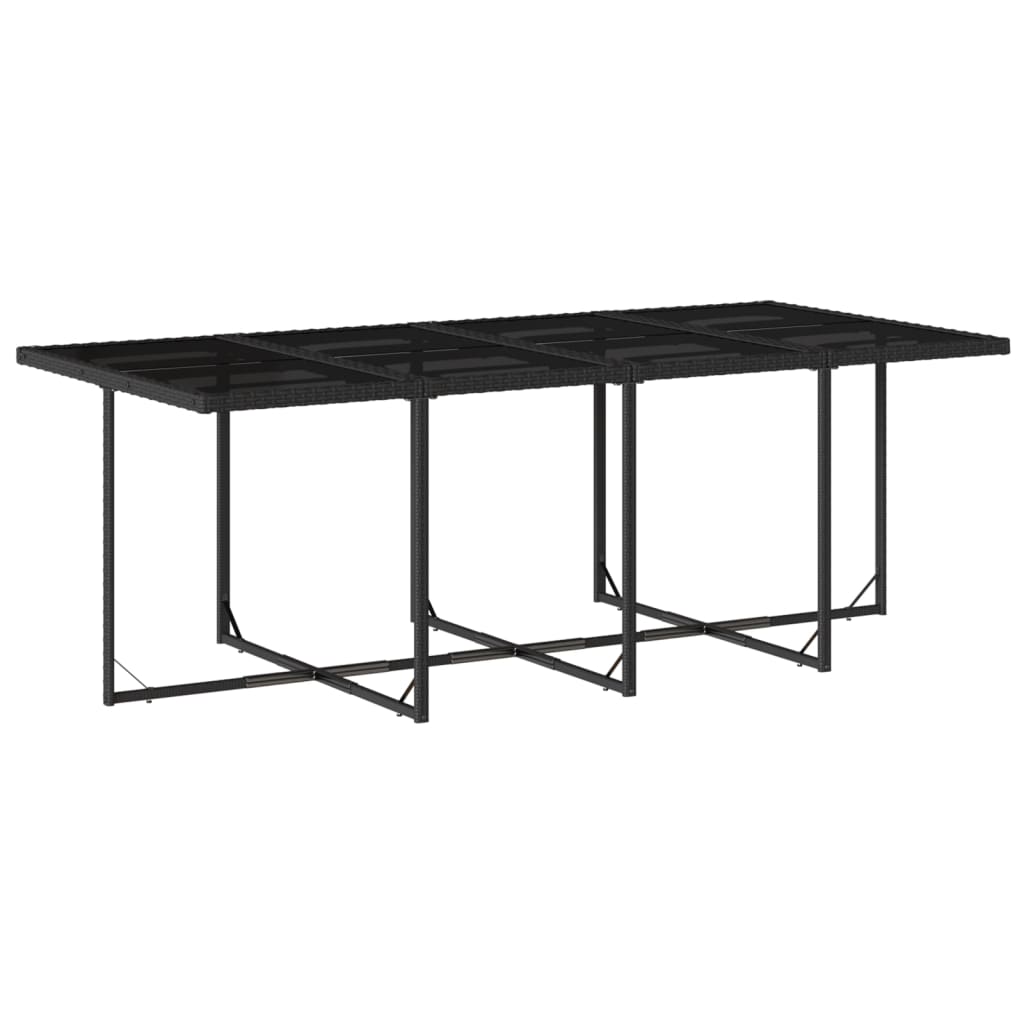 Garden Dining Set Black Poly Rattan 9 Piece