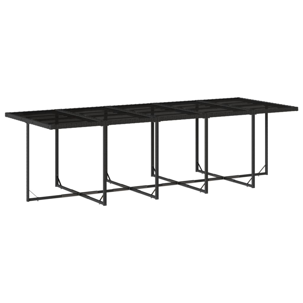 Garden Dining Set Black Poly Rattan Large Foldable