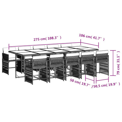 Garden Dining Set Black Poly Rattan Large Foldable