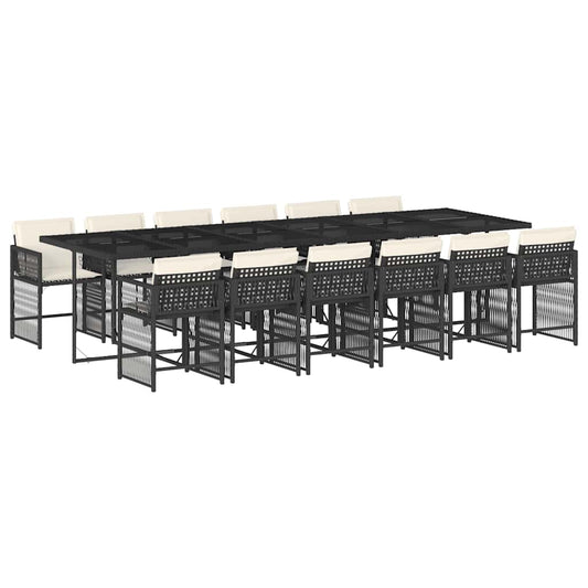 Garden Dining Set Black, Cream White