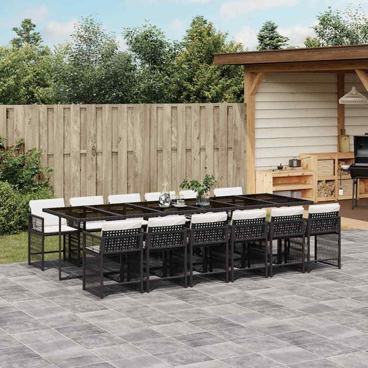 Garden Dining Set Black, Cream White