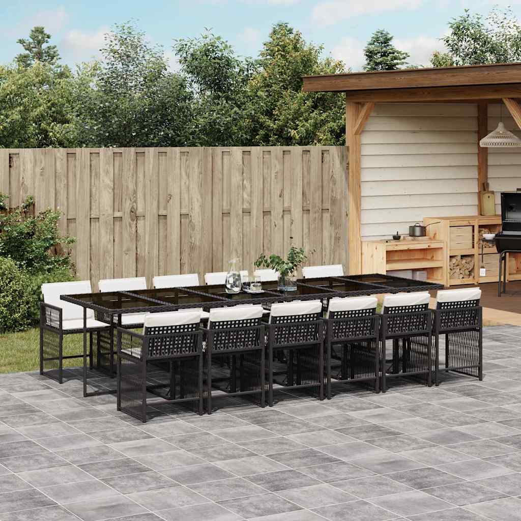 Garden Dining Set Black, Cream White