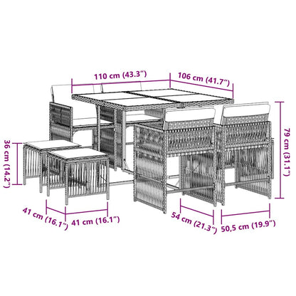 Garden Dining Set Black, Cream White Poly Rattan Medium Foldable