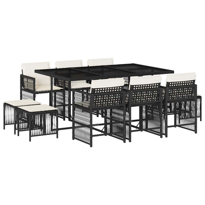 Garden Dining Set Black, Cream White