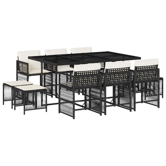 Garden Dining Set Black, Cream White
