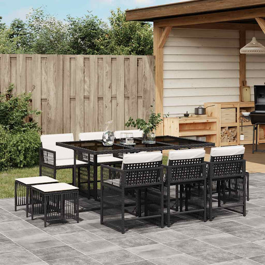 Garden Dining Set Black, Cream White