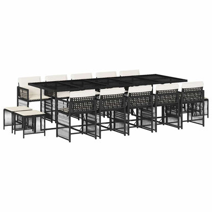 Garden Dining Set Black PE rattan Large Expandable