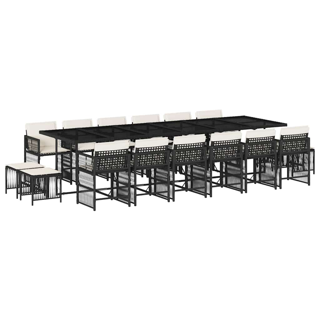Garden Dining Set Black, Cream White