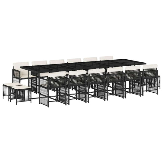 Garden Dining Set Black, Cream White