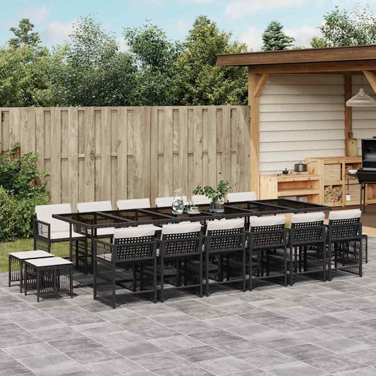 Garden Dining Set Black, Cream White