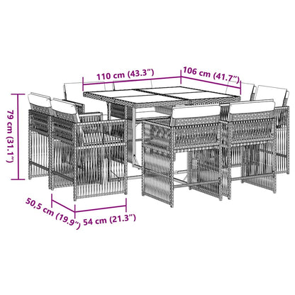 Garden Dining Set Black and Cream White PE Rattan Large Foldable